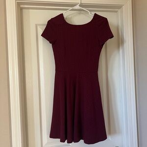 Zara Red Pleated Fit and Flare Midi Dress